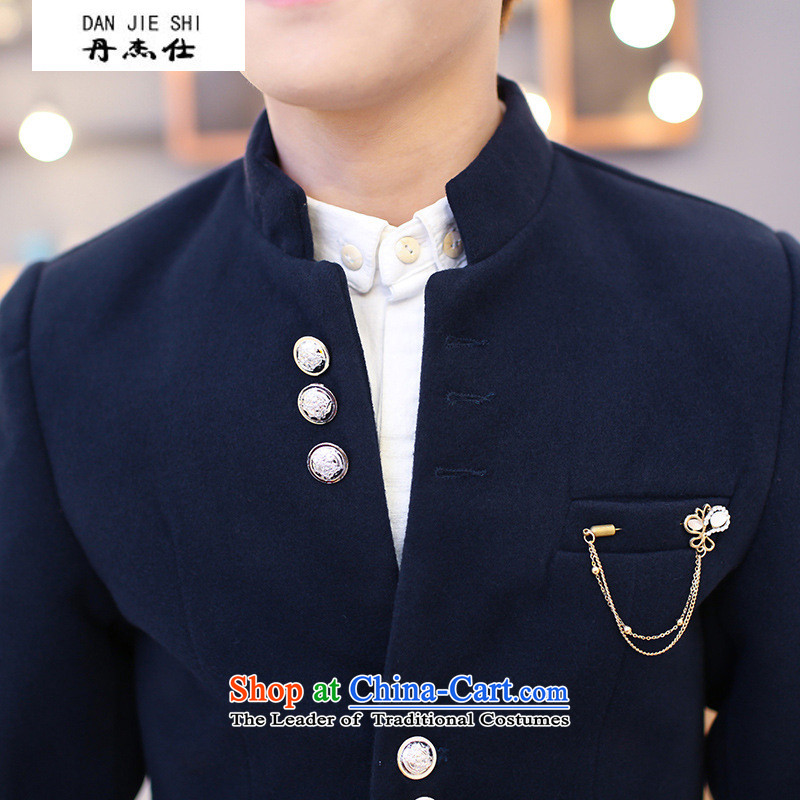 Dan Jie Shi Men pure color Chinese tunic of young men from the Sau San collar single row for jacket casual jacket 2XL, Blue Bin Laden James (DAN JIE SHI) , , , shopping on the Internet