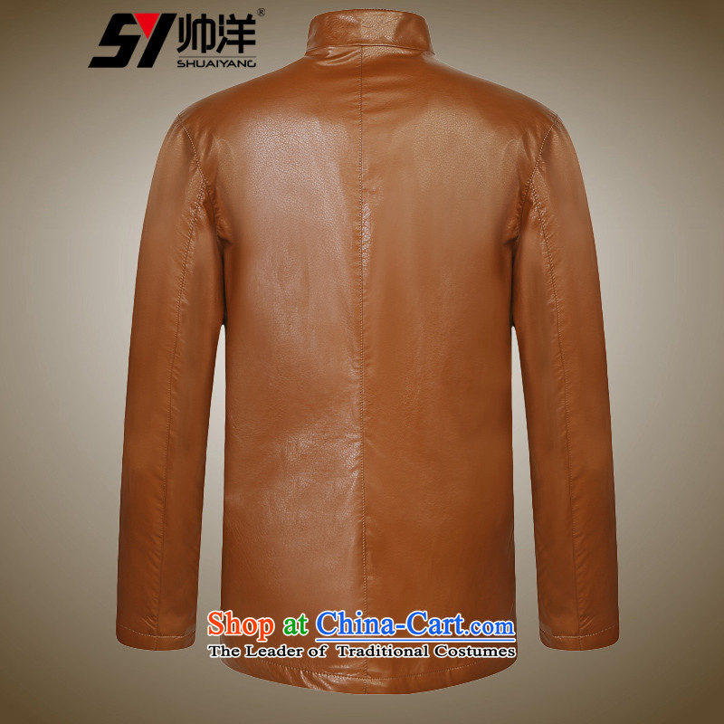 Shuai 2015 autumn and winter Yang Tang dynasty men leather jacket Chinese long-sleeved male Chinese collar PU collar jacket black 170, yang (Shuai SHUAIYANG) , , , shopping on the Internet