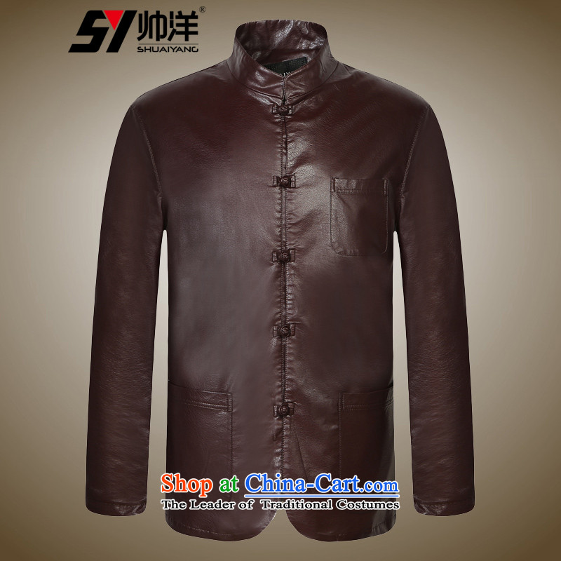 Shuai 2015 autumn and winter Yang Tang dynasty men leather jacket Chinese long-sleeved male Chinese collar PU collar jacket black 170, yang (Shuai SHUAIYANG) , , , shopping on the Internet