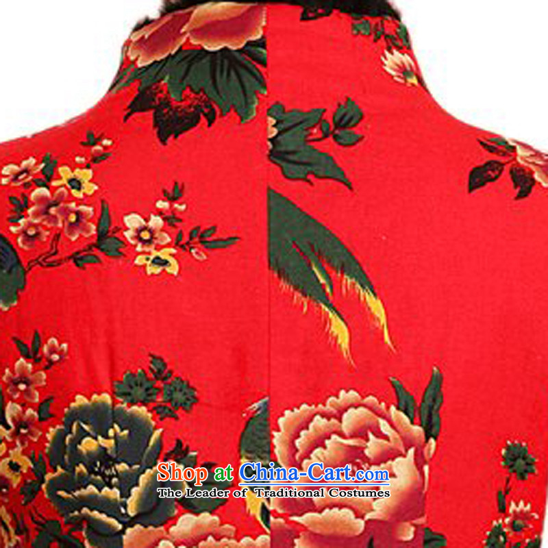 Thre line autumn and winter and the new president folder, a Tang Dynasty cotton in older retro-clip collar Ms. Tang dynasty plus cotton robe F2065 dark blue women 4XL, thre line (gesaxing and Tobago) , , , shopping on the Internet