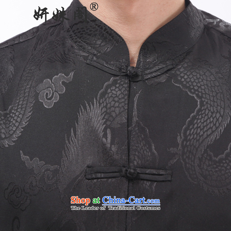 Charlene Choi this cabinet reshuffle is older men summer ethnic Tang dynasty father exercise clothing leisure long-sleeved shirt collar jogging suit - Large Dragon shirt long-sleeved black cabinet reshuffle this Charlene Choi has been pressed 2XL, shoppin