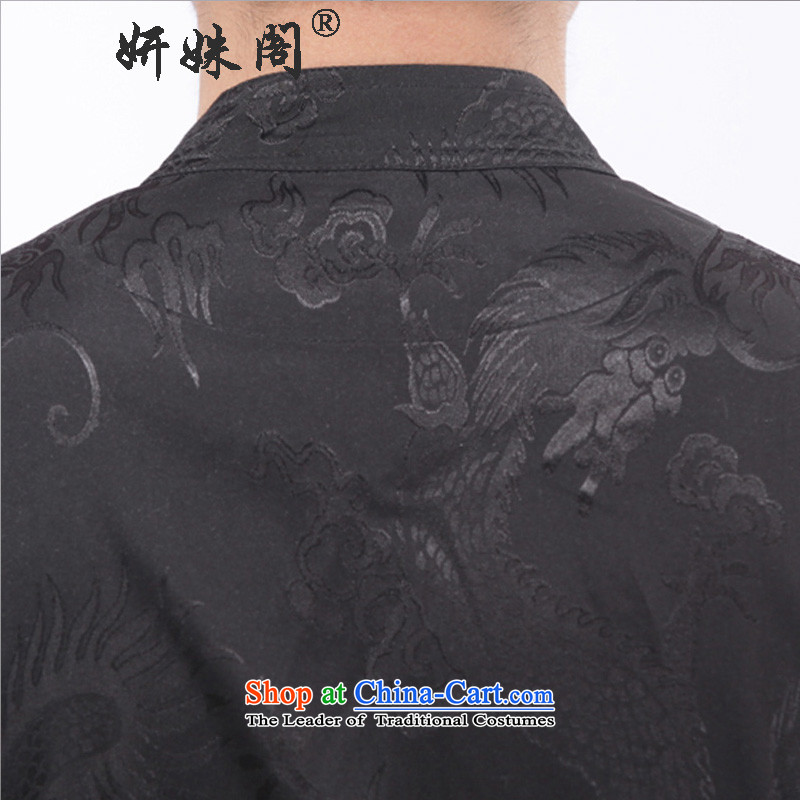 Charlene Choi this cabinet reshuffle is older men summer ethnic Tang dynasty father exercise clothing leisure long-sleeved shirt collar jogging suit - Large Dragon shirt long-sleeved black cabinet reshuffle this Charlene Choi has been pressed 2XL, shoppin