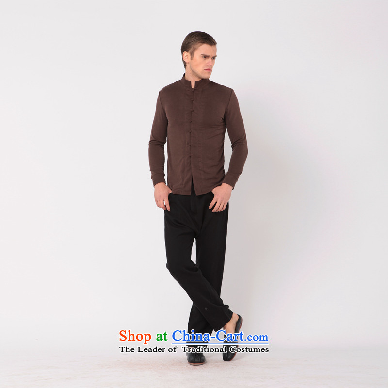 Seventy leisure or business Chinese Improvement Tang Tang dynasty male l stylish ethnic costumes China wind Sau San shirt compassionate stylish original cardigan 323 Brown XL, Tsat Tang (seventang design shopping on the Internet has been pressed.)