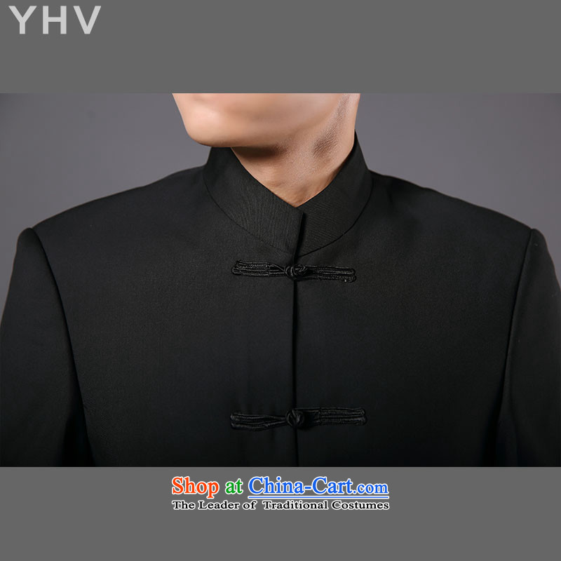 Tang Dynasty YHV men Chinese tunic kit retro-deduction for both business and leisure Han-Men's Mock-Neck suit Chinese wedding dress pants marriage groom Sau San Pack black dragon tattoo Tang dynasty 170l,yhv,,, shopping on the Internet