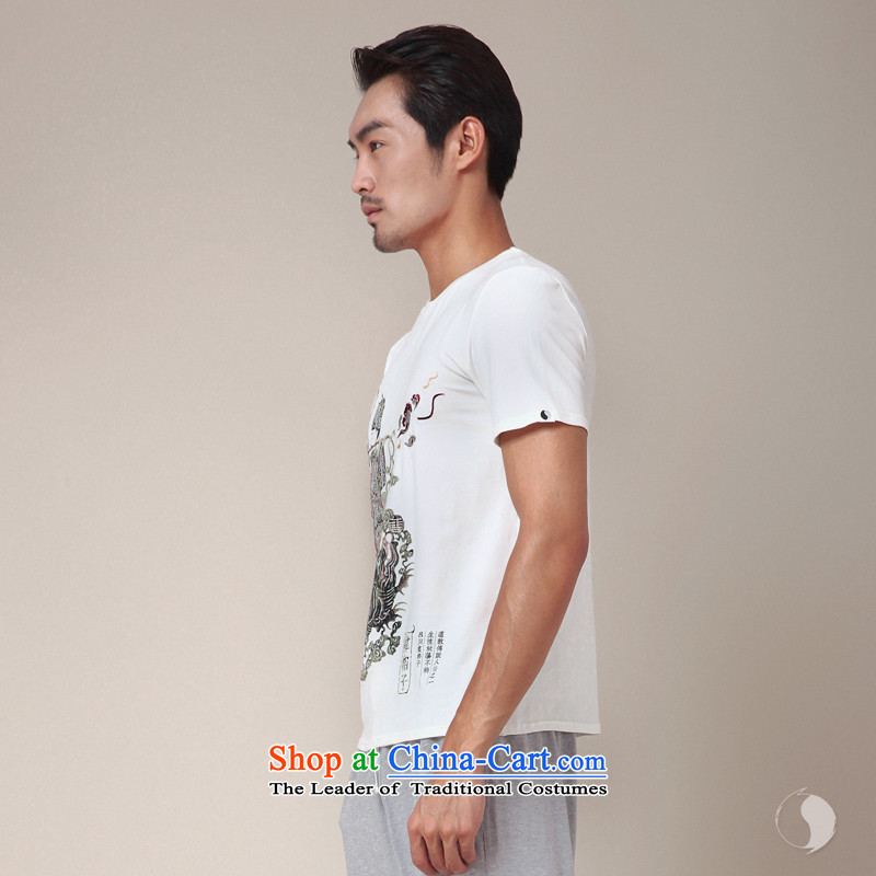 Seventy-tang original non-polarity road design China wind summer 8 cents story Han Xiang sub-stamp short-sleeved T-shirt with round collar male and eight immortals TEE 333 white L, Tsat Tang (seventang design shopping on the Internet has been pressed.)
