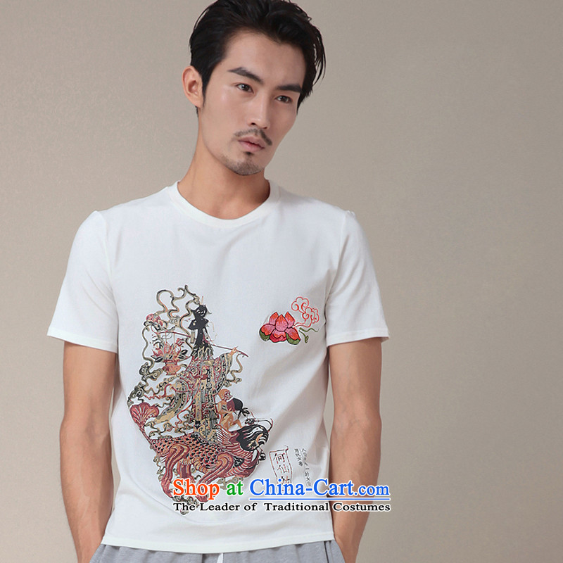 Nt 2.7 no polarity Road, Tang Original summer T shirt of Chinese Mythology Pat Sin Ho Fairy Zixia Chinese short-sleeved T-shirt with round collar stamp male and 334 WhiteM TEE