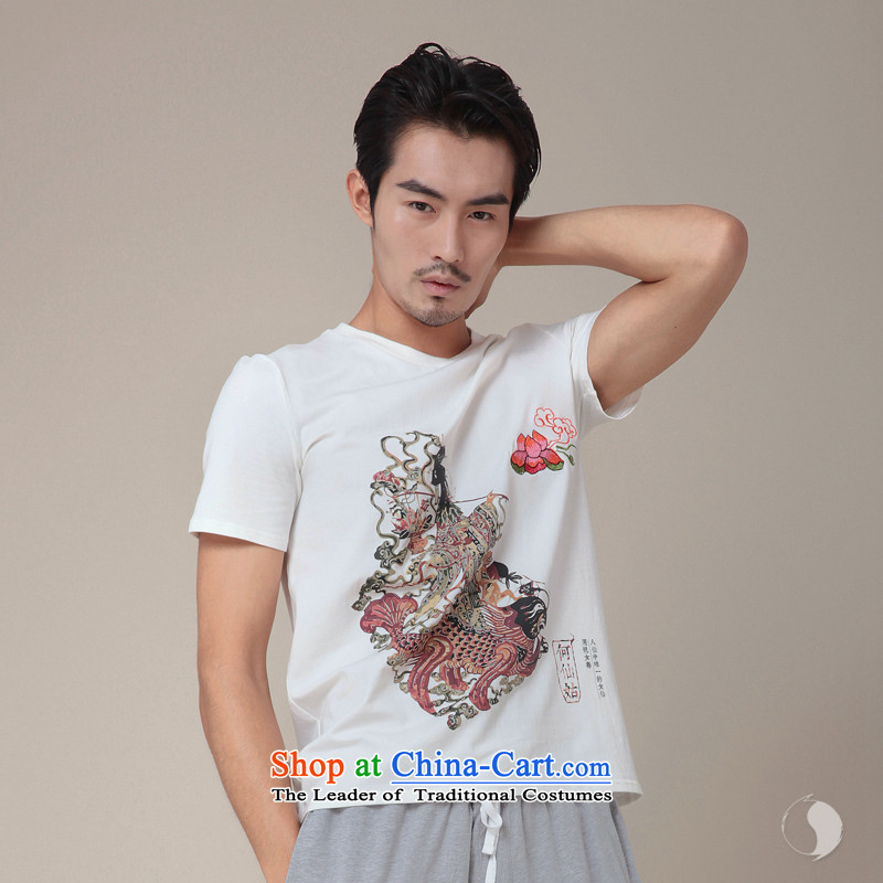 Nt 2.7 no polarity Road, Tang Original summer T shirt of Chinese Mythology Pat Sin Ho Fairy Zixia Chinese short-sleeved T-shirt with round collar stamp male and 334 White M TSAT TEE Tang (design) has been pressed on seventang Shopping