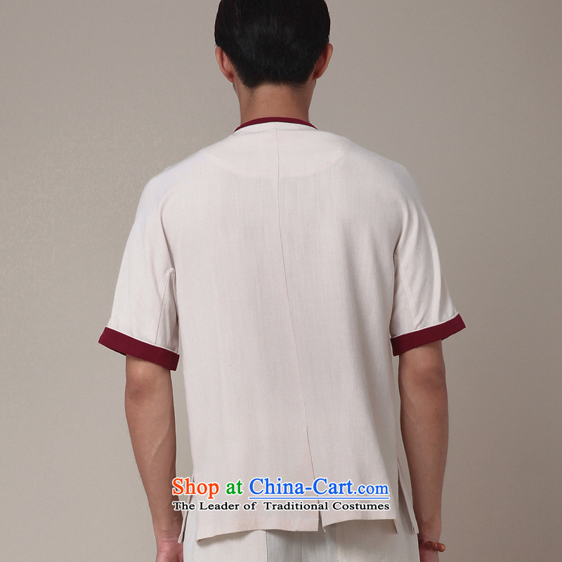 Seventy-tang China wind male short-sleeved Upgrade Version Chinese Cardigan days silk improved leisure Tang dynasty round-neck collar short shirt national summer 364 white S, Tsat Tang (seventang design) , , , shopping on the Internet
