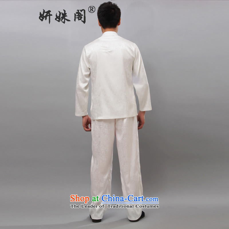 Charlene Choi in the autumn of this pavilion older men of ethnic Tang dynasty tai chi long-sleeved clothing kit stamp collar up practicing jogging detained clothing - long white 3XL, Qingming Festival this court has been pressed Yeon shopping on the Inter