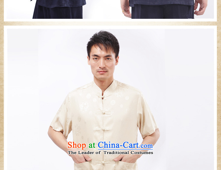 Charlene Choi this summer in the cabinet of older men Tang Dynasty Chinese tapes loose collar disc - Leisure detained round dragon short-sleeved T-shirt, beige L picture, prices, brand platters! The elections are supplied in the national character of distribution, so action, buy now enjoy more preferential! As soon as possible.