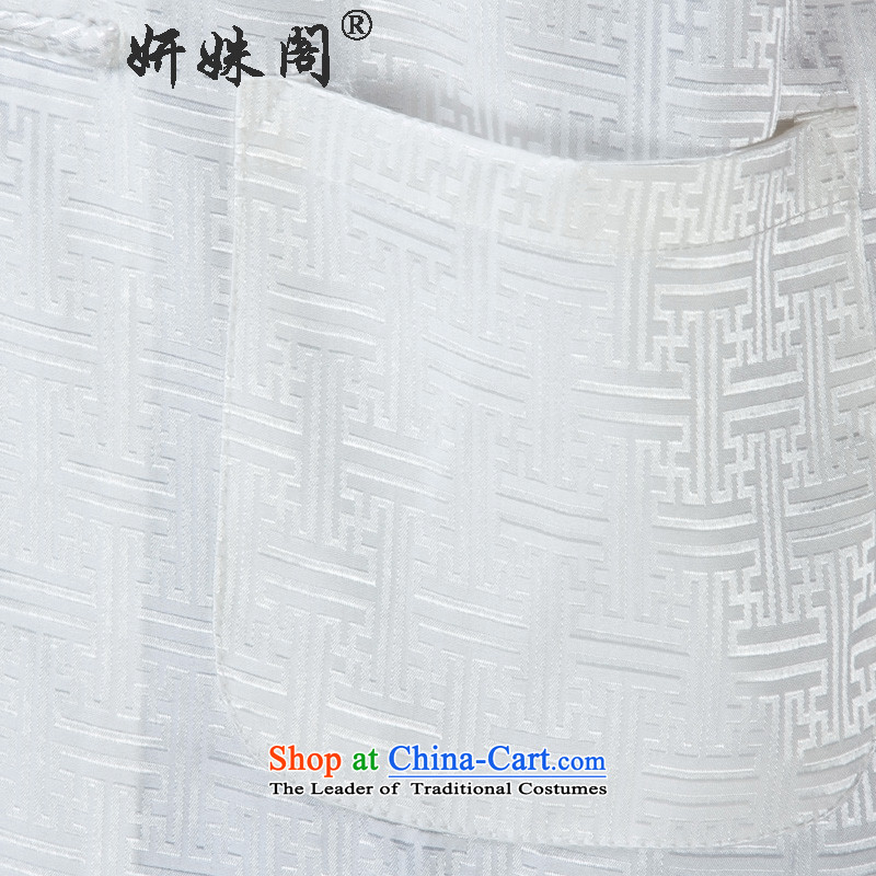 Charlene Choi this cabinet Tang dynasty elderly Men's Mock-Neck tray clip leisure half Sleeve Tops father loose short-sleeved national traditions summer temperature of complete indifference - stripes white 2XL, Charlene Choi in The Ascott , , , shopping o