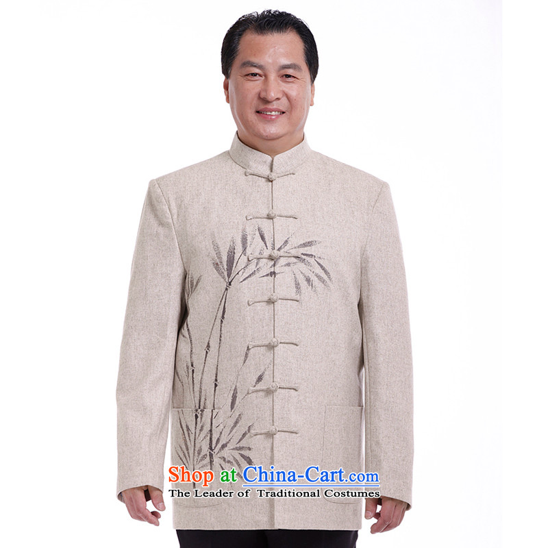 The South to men in Tang Dynasty during the spring and autumn boxed long-sleeved wool fabrics, hand-painted national dress jacket coat Tang 6038 Light Gray 170/M, south to year (nansongnian) , , , shopping on the Internet