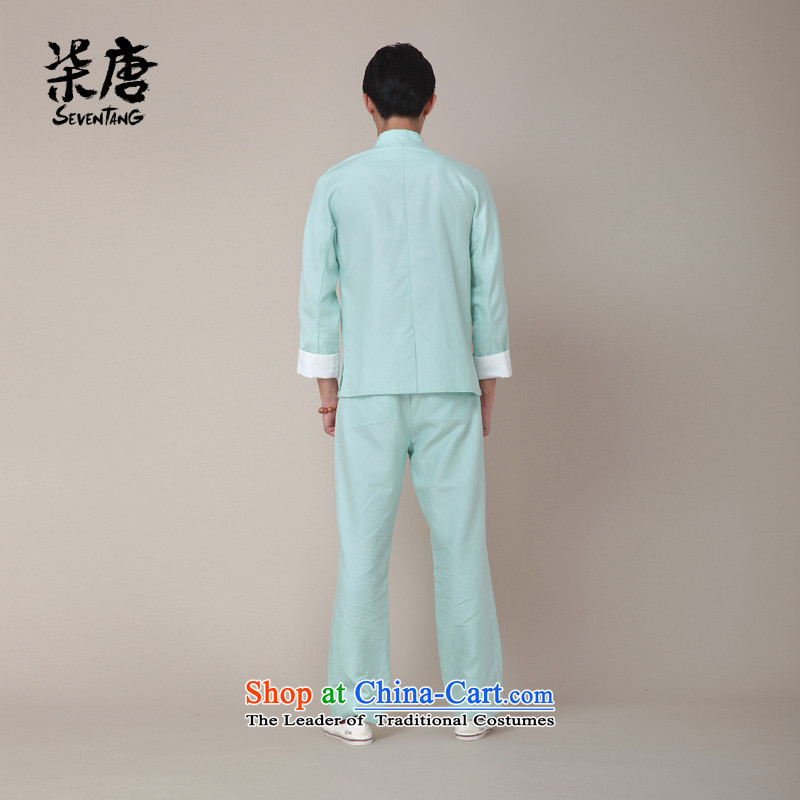 Seventy-tang China wind kung fu shirt national cotton linen Long Sleeve Mock Tang Dynasty Chinese men's jackets during the spring and autumn national costume 2014 Original 377 mint green NT 2.7 M Tang (seventang design) , , , shopping on the Internet