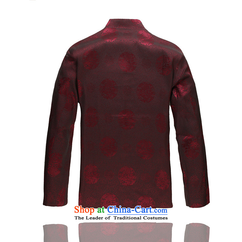 Hot Spring 2015 new products new men in Tang Dynasty older men Tang Dynasty Recreation Chinese Tang dynasty collar C-dark red fruit of XL, , , , shopping on the Internet