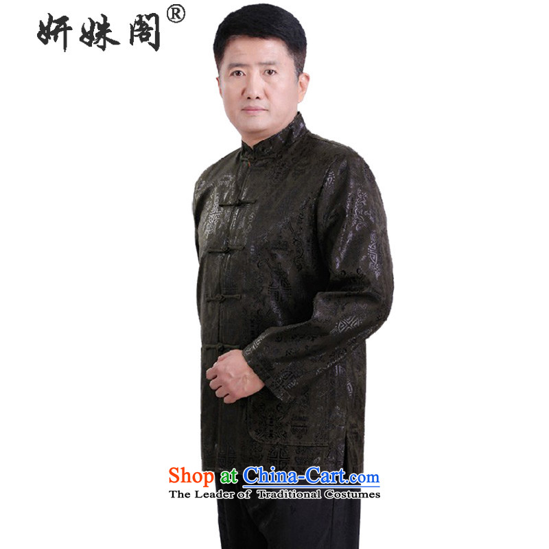 Charlene Choi this cabinet reshuffle is older men Tang dynasty autumn and winter coats collar disc detained national costume xl long-sleeved T-shirt warm casual clothing -1106 black single XL, Charlene Choi this court shopping on the Internet has been pre
