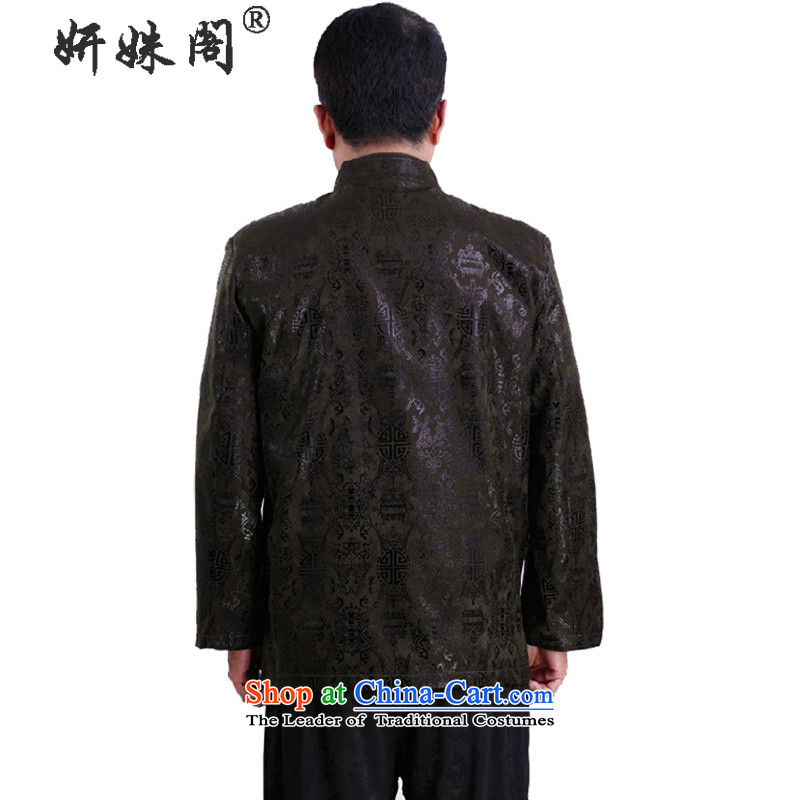 Charlene Choi this cabinet reshuffle is older men Tang dynasty autumn and winter coats collar disc detained national costume xl long-sleeved T-shirt warm casual clothing -1106 black single XL, Charlene Choi this court shopping on the Internet has been pre