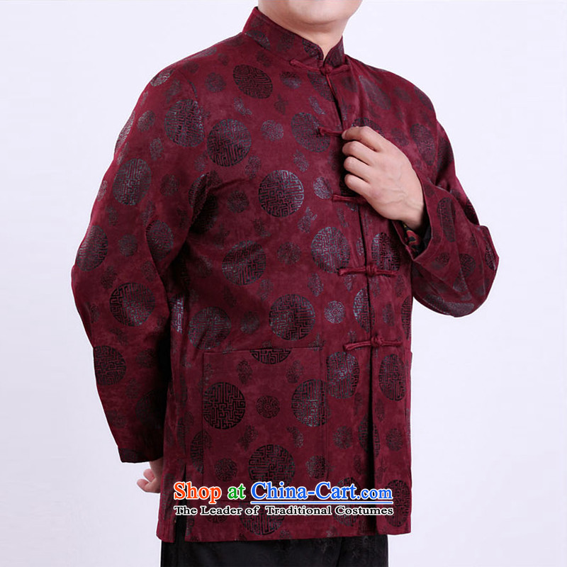 Jumbo benefit for the elderly to the Cave of the autumn and winter New Men long-sleeved jacket in Tang elderly men of ethnic costumes men Tang dynasty 1283 Winter, cotton clip red 170, the ancestor of the elderly has been pressed shopping on the Internet