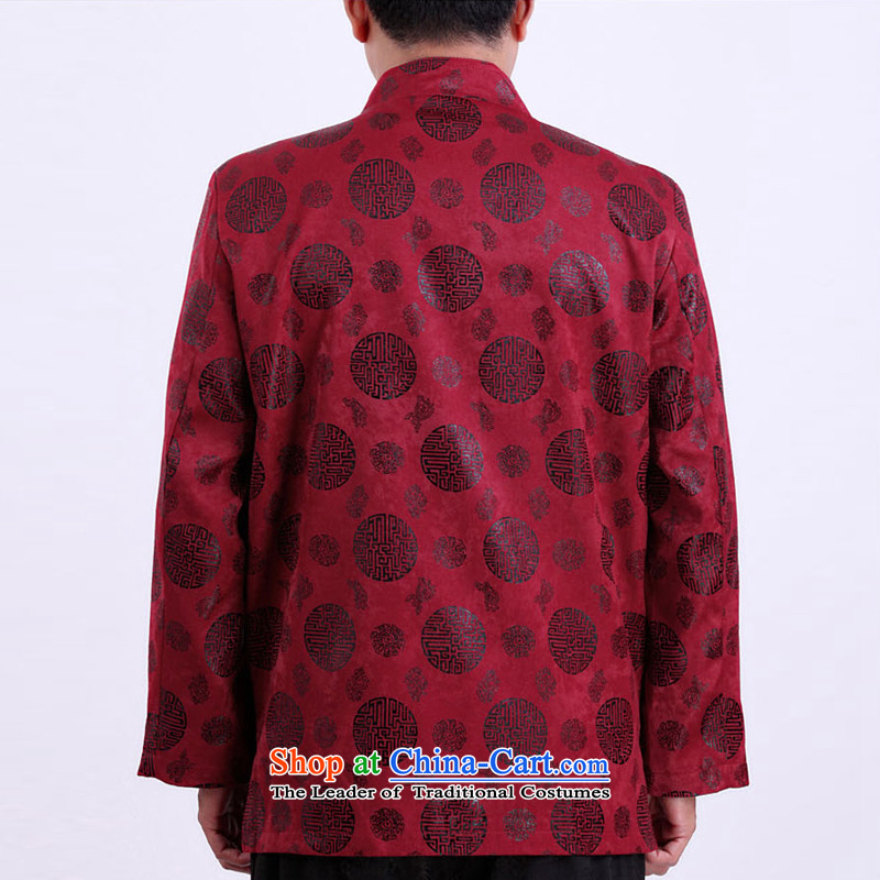 Jumbo benefit for the elderly to the Cave of the autumn and winter New Men long-sleeved jacket in Tang elderly men of ethnic costumes men Tang dynasty 1283 Winter, cotton clip red 170, the ancestor of the elderly has been pressed shopping on the Internet