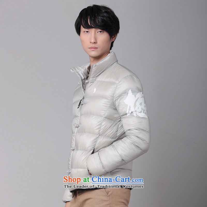 Nt 2.7 no polarity Tang Road down China wind Men's Mock-Neck Leisure Taegeuk stamp light duvet Tang dynasty low down jacket winter thick Chinese national costumes 86-0518silver gray XL, Tsat Tang (seventang design shopping on the Internet has been pressed