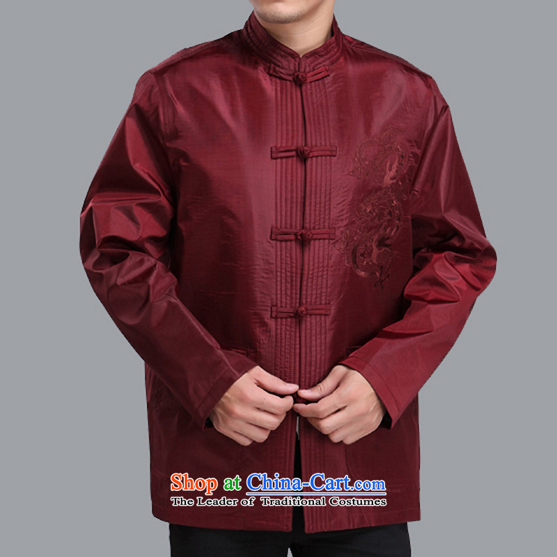 The Cave of the elderly by 2015 autumn and winter new upmarket older men Tang jackets solid color embroidery Tai Lung Men and Tang dynasty M206 black plus 180 yards, Adam and Eve cotton elderly shopping on the Internet has been pressed.