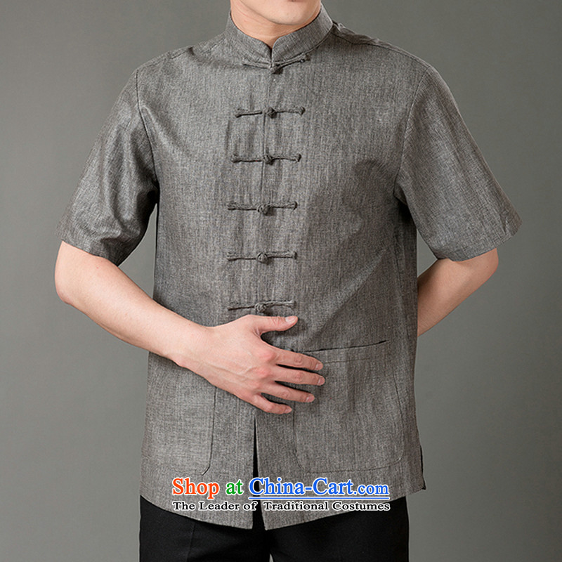 Adam and Eve 2015 Summer of elderly men cotton linen half sleeve father short-sleeved in Sau San elderly men short-sleeved Tang dynasty elderly men summer SH226 Light Gray , 170 yards to the Cave of the elderly has been pressed shopping on the Internet