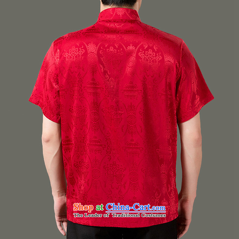 Jumbo-Adam and Eve elderly Amoi upscale male 15 loose short-sleeved summer men in uniform national older men fish-tang blouses father short-sleeved T-shirt, Adam and Eve red 170 elderly shopping on the Internet has been pressed.