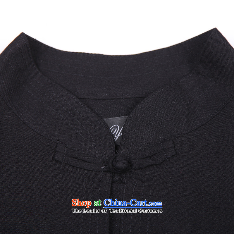 In accordance with the consultations with the new 2015 father stay long-sleeved shirt linen cotton leisure of older persons in the Tang dynasty loose shirt Father's Day Gifts black 190/4XL recommended weight in accordance with the consultations that 190-2
