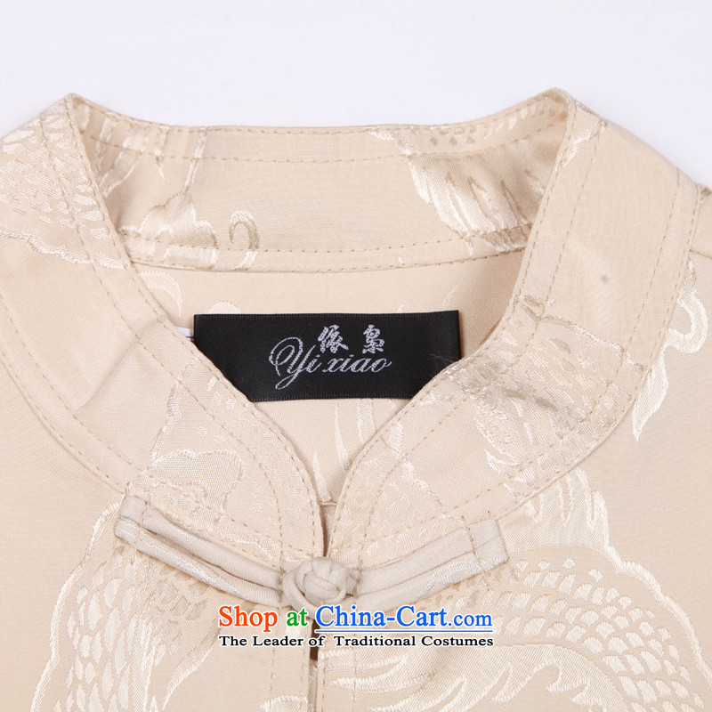 In accordance with the consultations with the spring and summer of 2015, Tang dynasty father long-sleeved home China wind dragon design in T-shirt older men's shirts father Father's Day rice white 170/L load recommendations 100-130, in accordance with the
