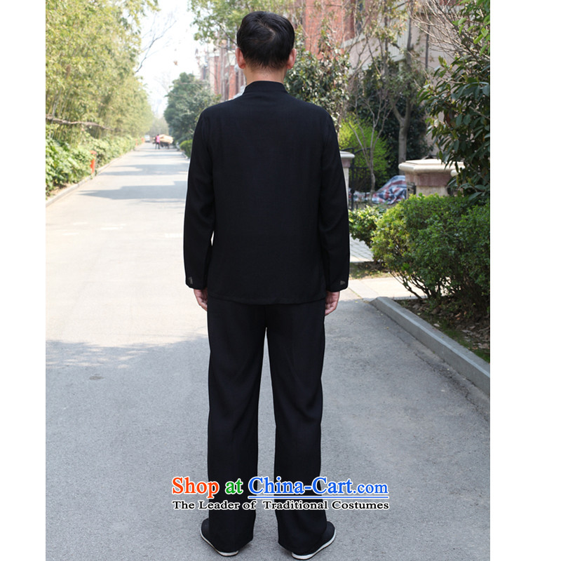 In accordance with the consultations with father cotton linen package China wind in older men long-sleeved spring and summer casual shirts in Tang Dynasty men Father's Day men gift black 175/XL recommendations, in accordance with the weight usually it wil