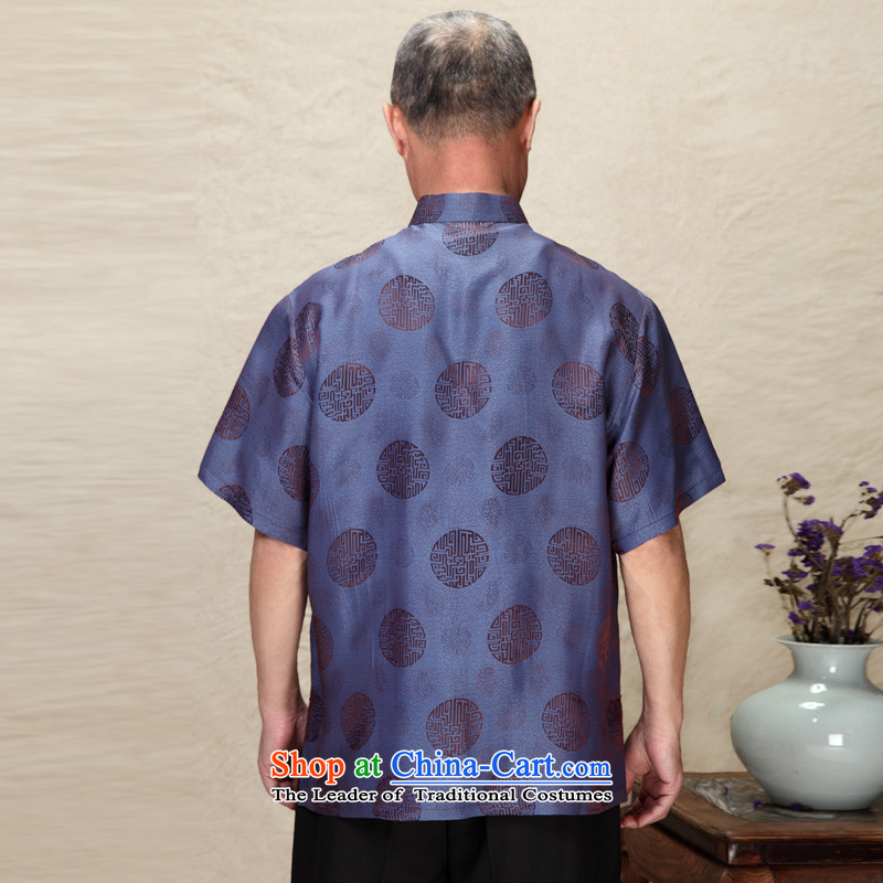 True 2015 : the new nation in elderly men Tang replace half-sleeved shirt with 01036 father 10 dark blue XL, Wood , , , the true online shopping