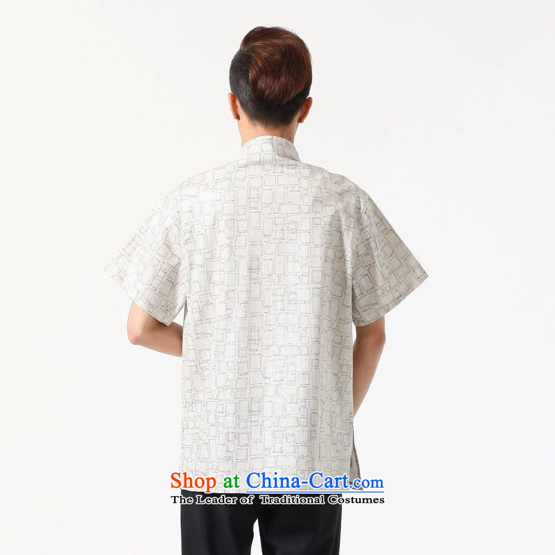 158 Jing in Tang Dynasty older men and summer cotton linen collar Tang dynasty China wind men short-sleeved larger men N0054 White M recommendations 100-120) 158 Jing.... catty shopping on the Internet