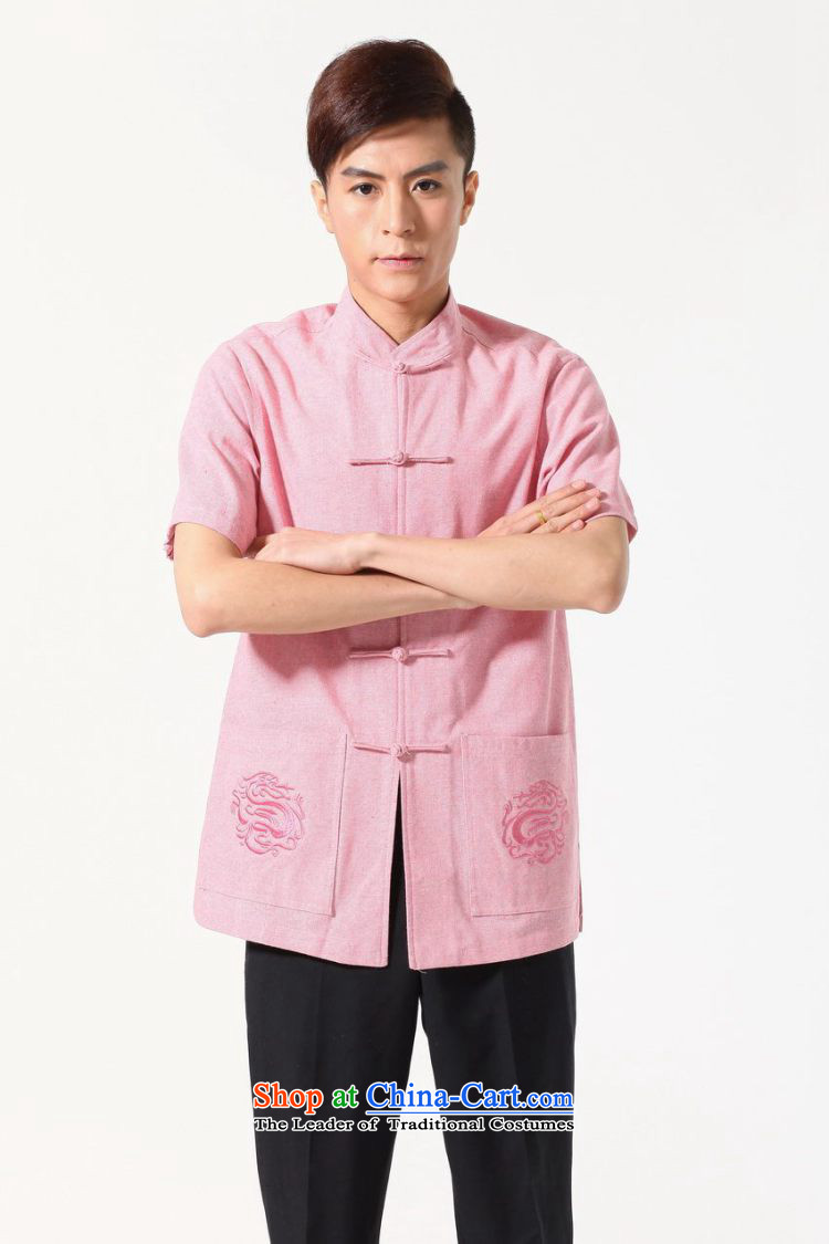 158 Jing summer new short-sleeved Tang Dynasty Chinese Improved large Chinese tunic of Men's Mock-Neck embroidered cotton linen Tang dynasty M0053 shirt color picture XXXL( recommendations 180-210 catty picture, prices, brand platters! The elections are supplied in the national character of distribution, so action, buy now enjoy more preferential! As soon as possible.