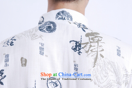 158 Jing Summer New Men Tang dynasty short-sleeved Chinese improved Chinese tunic ma short-sleeved T-shirt larger M0005 shirt Chinese dragon white 3XL( recommendations 180-210 catty) Picture, prices, brand platters! The elections are supplied in the national character of distribution, so action, buy now enjoy more preferential! As soon as possible.