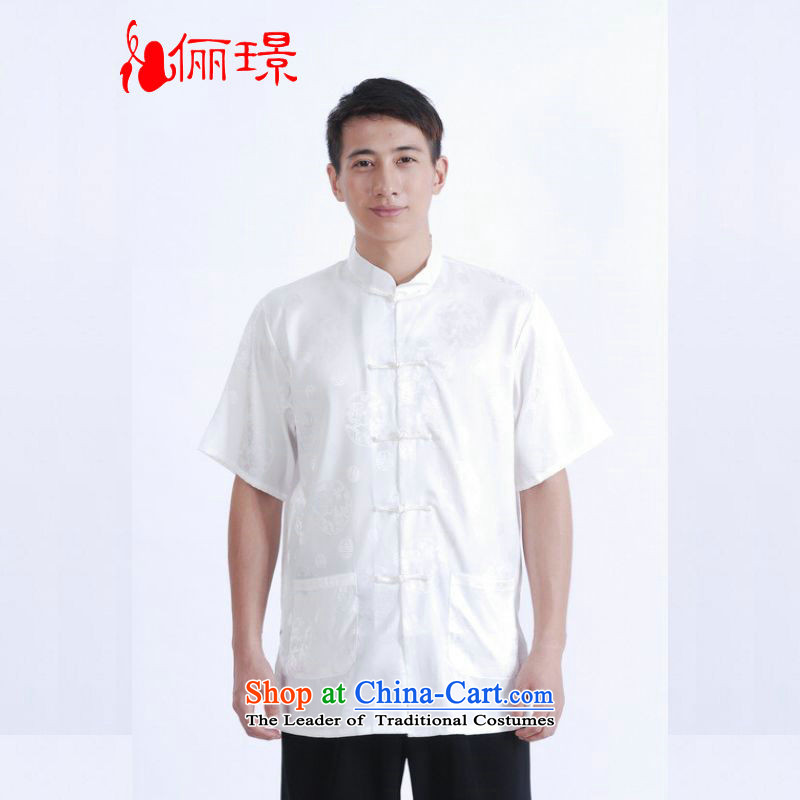 158 Jing in Tang Dynasty older men and summer collar Tang dynasty China wind men short-sleeved larger men M0015 White M recommendations 100-120) 158 Jing.... catty shopping on the Internet