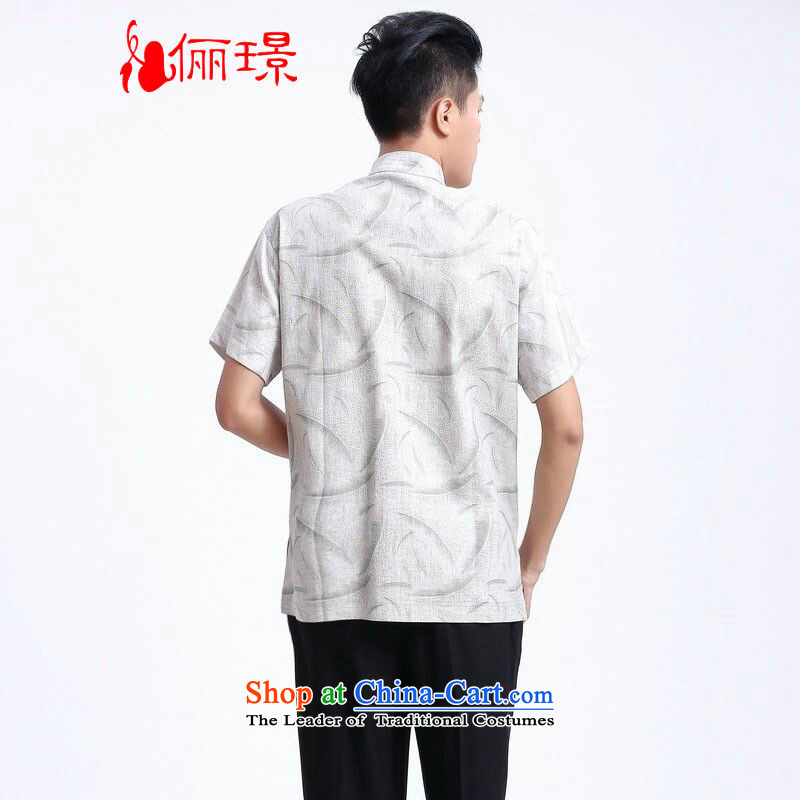 158 Jing in Tang Dynasty older men and summer linen collar Tang dynasty China wind men short-sleeved larger men 2372 - 2 white XXXL( recommendations 180-210, 158 jing shopping on the Internet has been pressed.