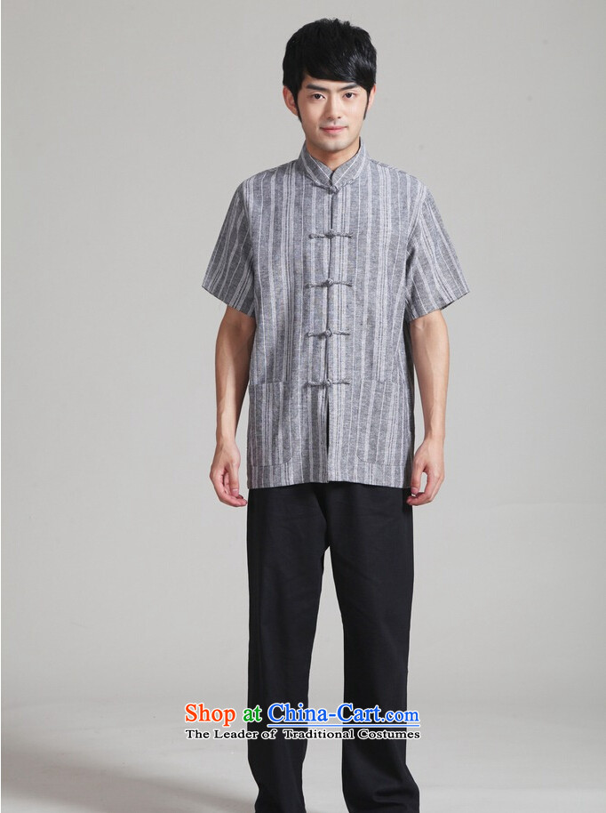 158 Jing in Tang Dynasty older men and summer collar cotton linen china wind Tang Dynasty Chinese tunic men short-sleeved larger men 2340 - 3 gray M recommendations 100-120 catties) Picture, prices, brand platters! The elections are supplied in the national character of distribution, so action, buy now enjoy more preferential! As soon as possible.