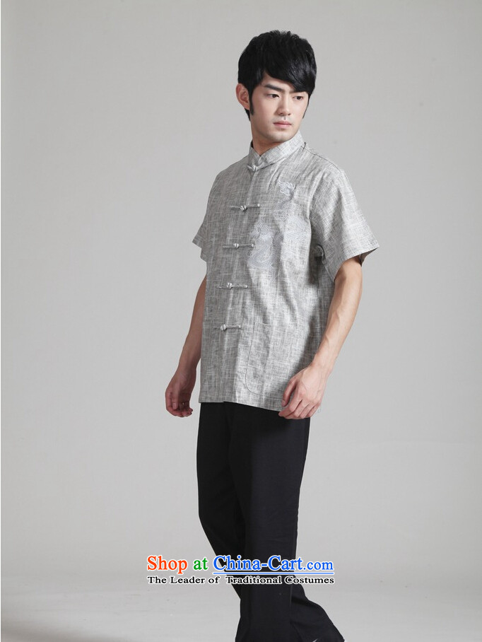 158 Jing in Tang Dynasty older men and summer collar cotton linen china wind Tang Dynasty Chinese tunic men short-sleeved larger men 2340 - 3 gray M recommendations 100-120 catties) Picture, prices, brand platters! The elections are supplied in the national character of distribution, so action, buy now enjoy more preferential! As soon as possible.