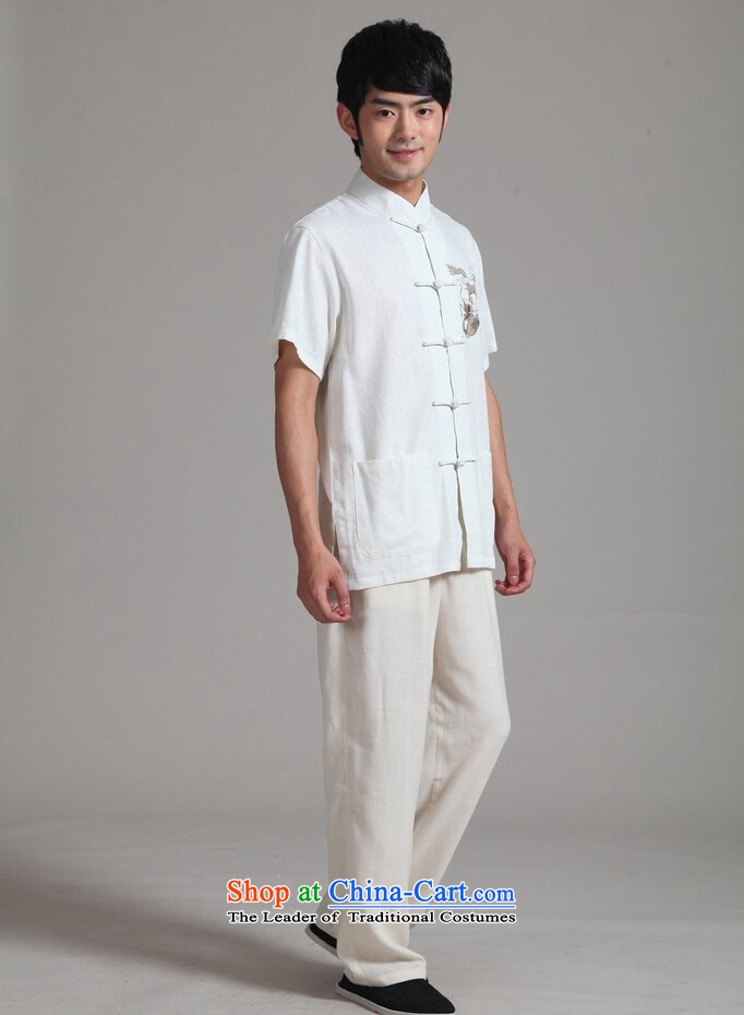 158 Jing in Tang Dynasty older men and summer cotton linen collar embroidered dragon Chinese Wind Tang Dynasty Chinese tunic men short-sleeved larger men 2999 - 3 white XL( recommendations appears at paragraphs 145-155) pictures, price catty, brand platters! The elections are supplied in the national character of distribution, so action, buy now enjoy more preferential! As soon as possible.
