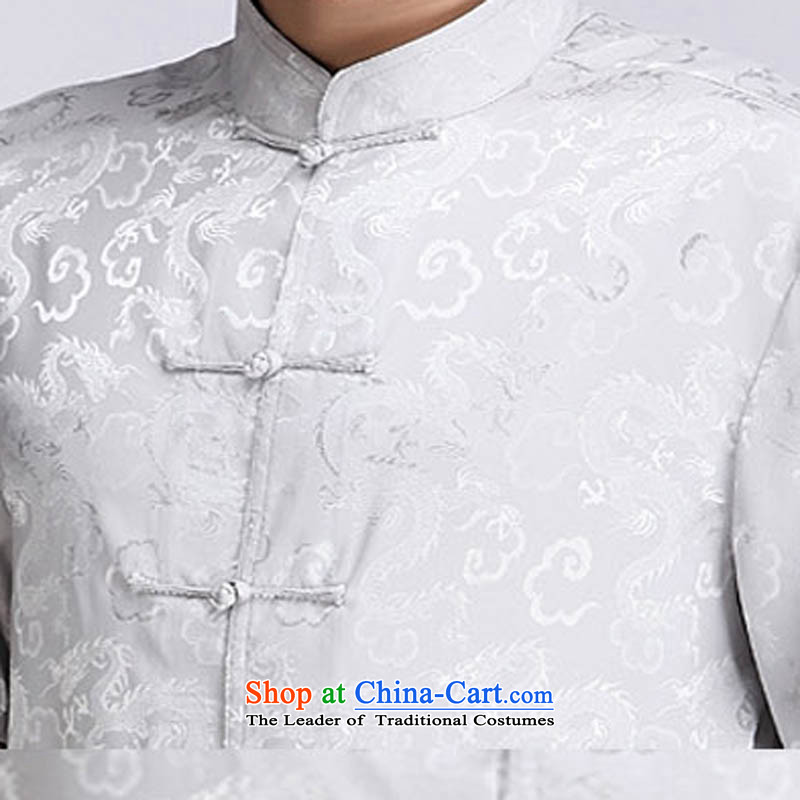 Bosnia and genuine line thre summer auspicious cloud men short-sleeved T-shirt China wind Men's Mock-Neck short-sleeved T-shirt exclusive and comfortable auspicious cloud short-sleeved white XXXL/190, Tang dynasty and thre gesaxing line () , , , shopping