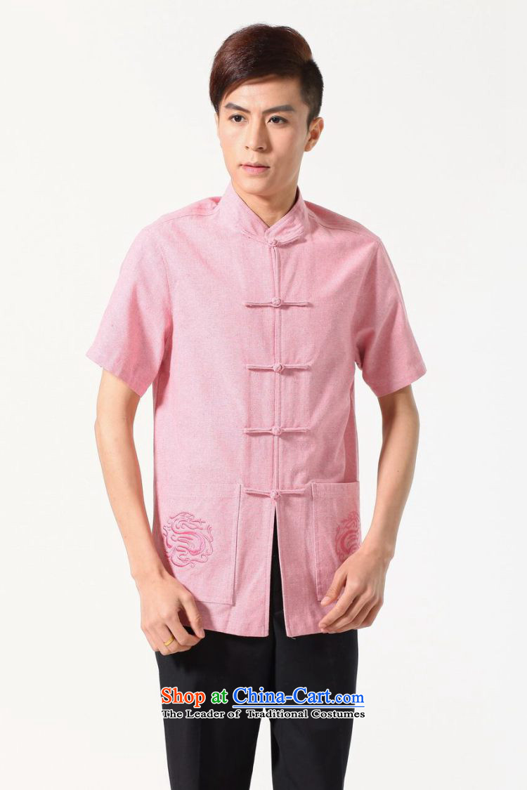 Yet Floor Floor men new summer short-sleeved T-shirt solid color collar Chinese middle-aged men large improved code Embroidered pink shirt Tang dynasty XL Photo, prices, brand platters! The elections are supplied in the national character of distribution, so action, buy now enjoy more preferential! As soon as possible.