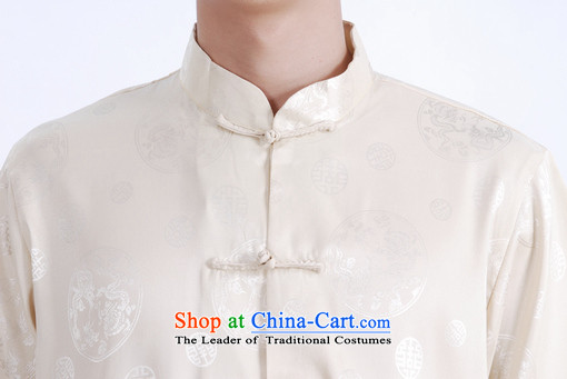 Floor load floor is father new summer collar up short-sleeved T-shirt detained men Chinese improved Tang dynasty China wind shirt, beige XXL picture, prices, brand platters! The elections are supplied in the national character of distribution, so action, buy now enjoy more preferential! As soon as possible.