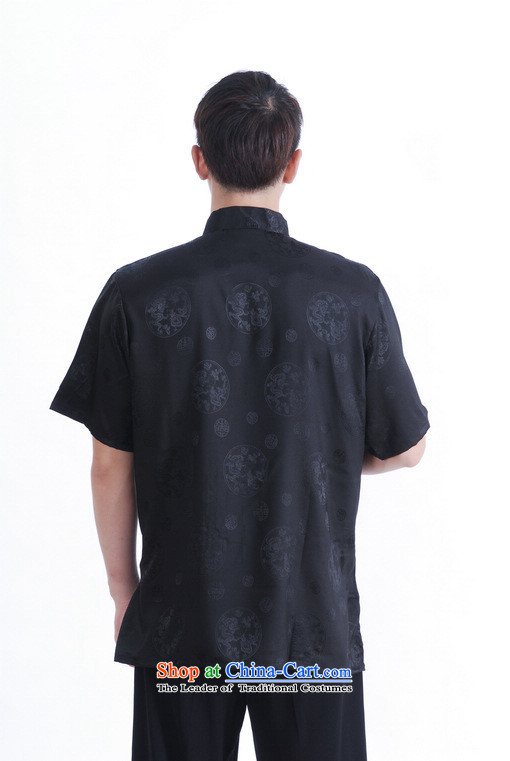 Floor load floor is father new summer Men's Mock-Neck tray clip Chinese large improved damask Tang dynasty shirt and black L picture, prices, brand platters! The elections are supplied in the national character of distribution, so action, buy now enjoy more preferential! As soon as possible.