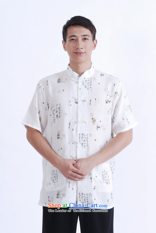 Floor is middle-aged men building new summer men Short-Sleeve Mock-Neck tray clip embroidered cotton linen Chinese Improved Large Tang dynasty shirt father White XL pictures, price quoted couplet, brand platters! The elections are supplied in the national character of distribution, so action, buy now enjoy more preferential! As soon as possible.