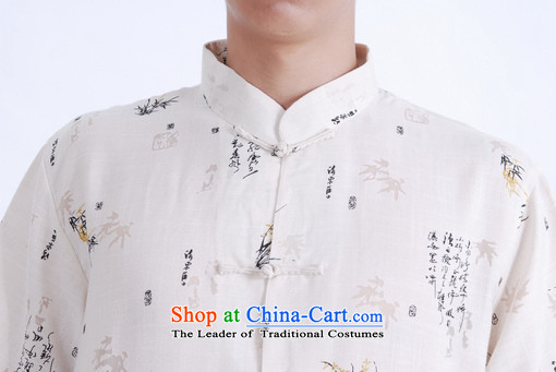 Floor load floor is father new summer men short-sleeved cotton linen collar Chinese Improved large middle-aged men's shirts in Tang Dynasty beige ZHUYESHAN L picture, prices, brand platters! The elections are supplied in the national character of distribution, so action, buy now enjoy more preferential! As soon as possible.