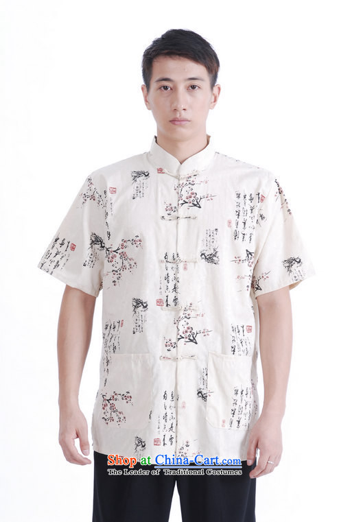 Floor load floor is father new summer men Short-Sleeve Mock-Neck Stamp Large Tang dynasty shirt with older men and beige M picture, prices, brand platters! The elections are supplied in the national character of distribution, so action, buy now enjoy more preferential! As soon as possible.