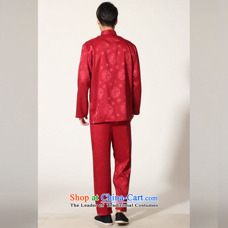 158 Jing in Tang Dynasty older men and the spring and summer load collar silk long-sleeved Tang Dynasty Package men kung fu tai chi M0050 service kit -C XL( wine red) to the burden of the proposed appears at paragraphs 145-155 jing shopping on the Interne
