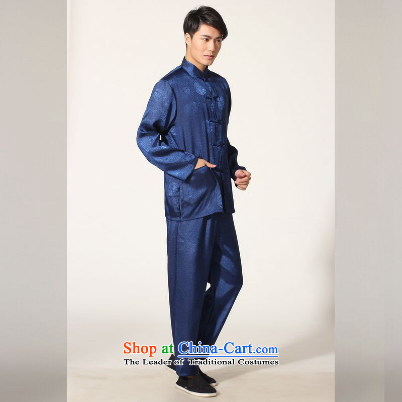 158 Jing in Tang Dynasty older men and the spring and summer load collar silk long-sleeved Tang Dynasty Package men kung fu tai chi M0049 service kit -B on cyan L), paras. 125-140 recommended 158 Jing.... catty shopping on the Internet