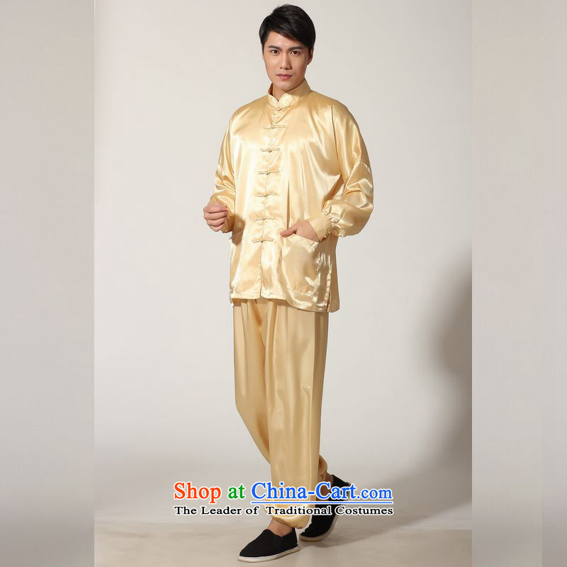 158 Jing in Tang Dynasty older men and the spring and summer load collar silk long-sleeved Tang Dynasty Package men kung fu tai chi M0048 service kit -D L (paras. 125-140 recommended the burden of gold), 158 jing shopping on the Internet has been pressed.