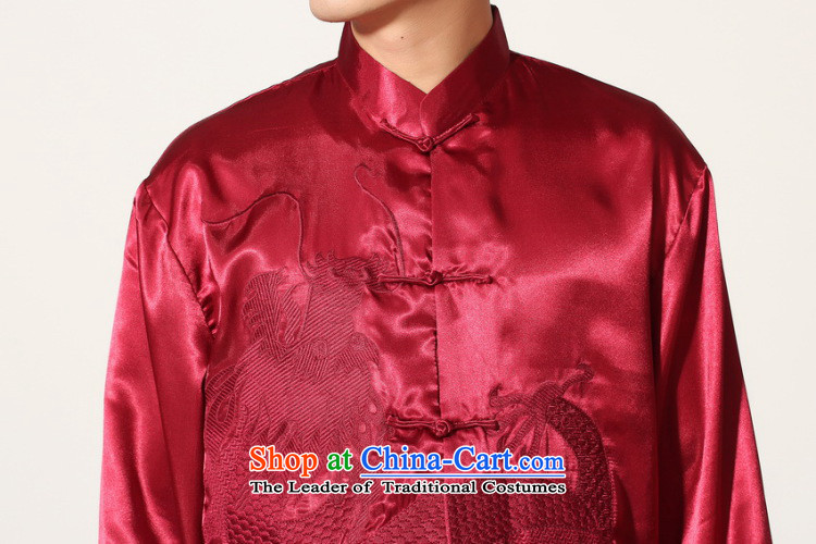158 Jing in Tang Dynasty older Men's Mock-Neck summer silk embroidery Tang Dynasty Chinese Dragon Men long-sleeved kit for larger men's kung fu kit XL146 M0013 wine red L (paras. 125-140) picture catty recommendations, prices, brand platters! The elections are supplied in the national character of distribution, so action, buy now enjoy more preferential! As soon as possible.