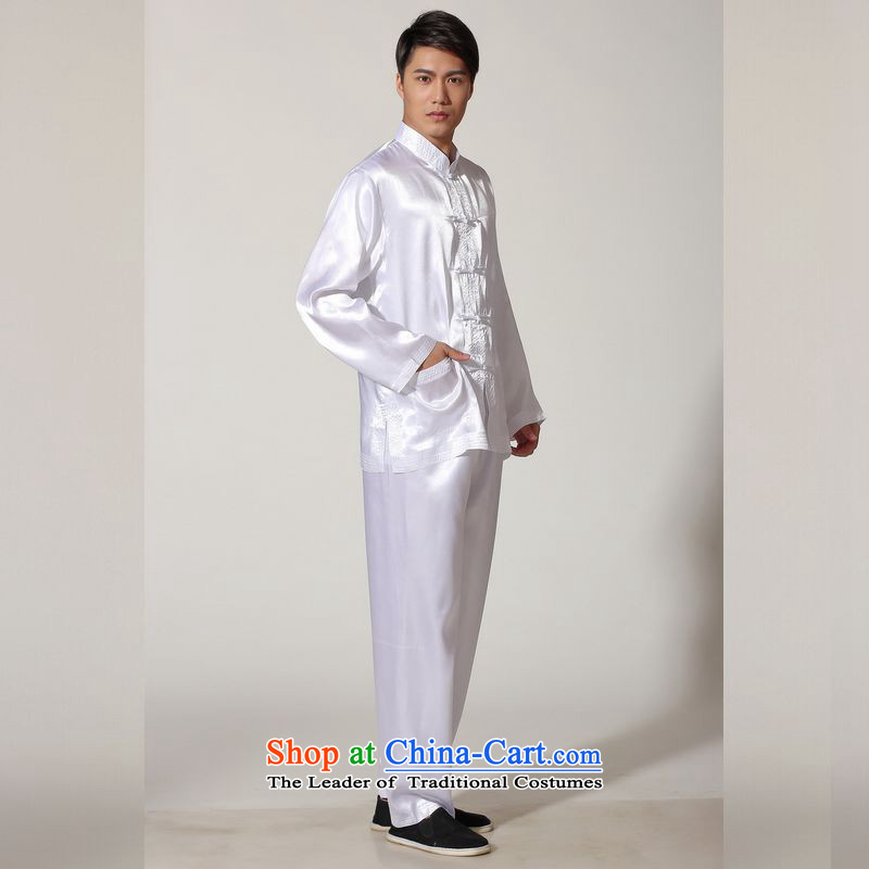 158 Jing in Tang Dynasty older men and the spring and summer load collar silk long-sleeved Tang Dynasty Package men kung fu tai chi QB146 service kit M3013 XXL( recommendations 180-210 white coal), 158 jing shopping on the Internet has been pressed.